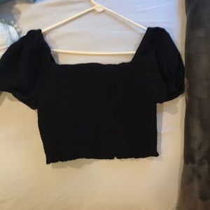 Of the shoulder scrunchy crop top
